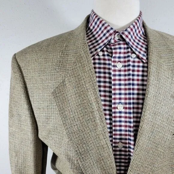 Robert Stock Men's Sport Coat Blazer Two Button Beige Silk Size about‎ 50R